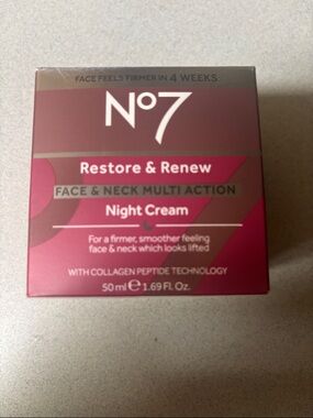 BNIB No7 Restore & Renew Night Cream face& neck multi action 1.69fl oz